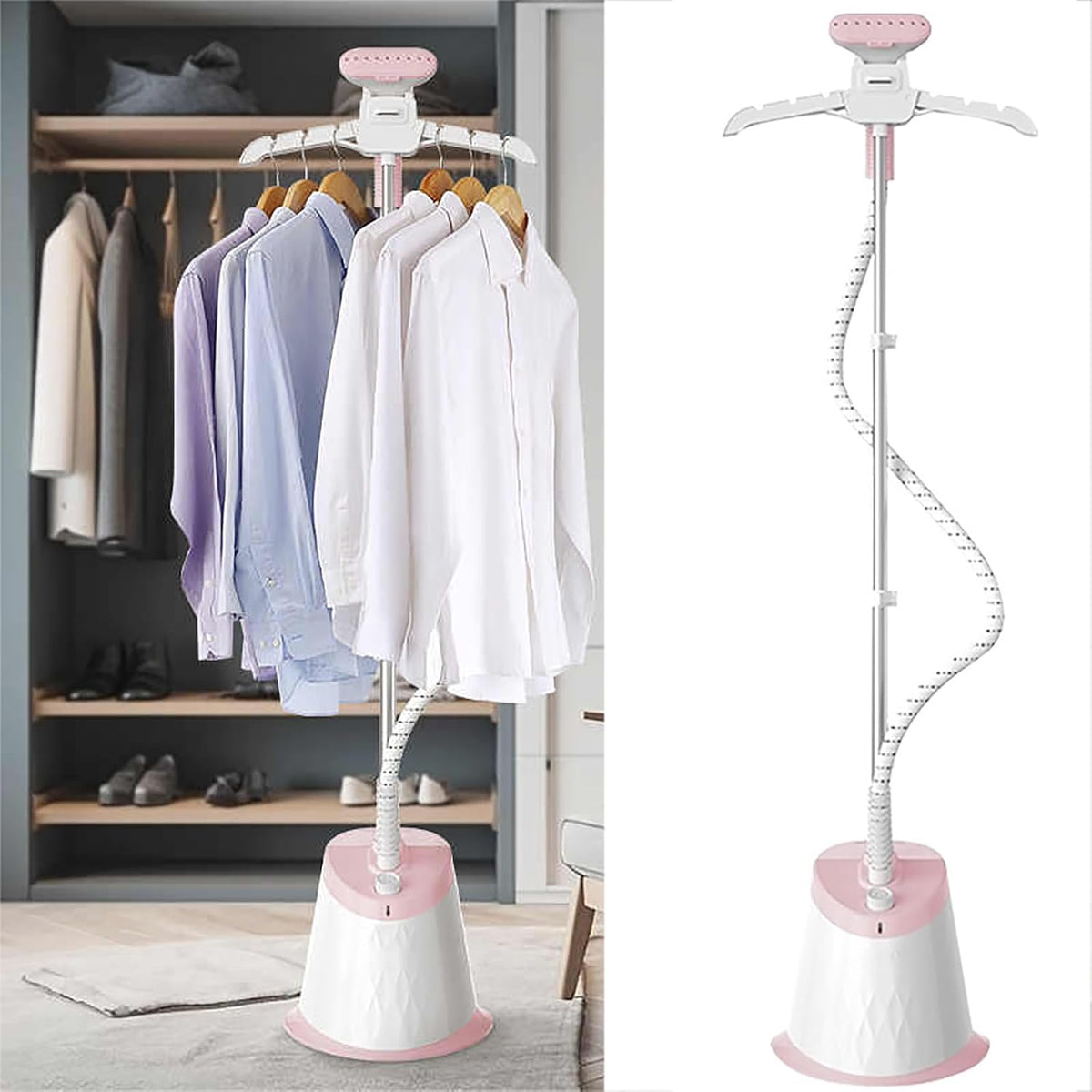 Choisissez un defroisseur sur pied a vapeur continue en coloris gris et blanc