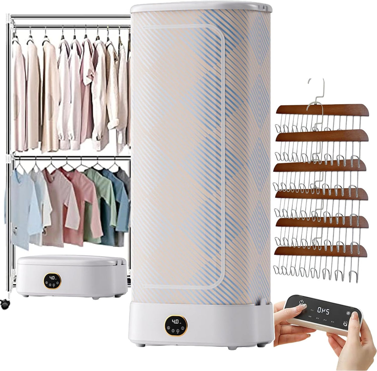 Le mannequin de repassage comprend un format compact avec une tige telescopique